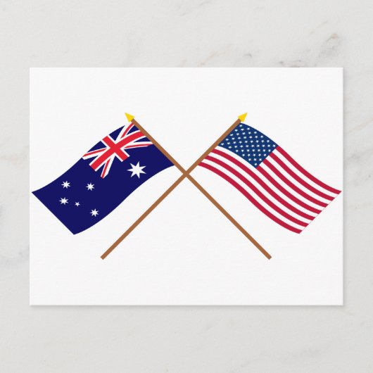 Australische en Amerikaanse gespleten vlaggen Briefkaart (Voorkant)
