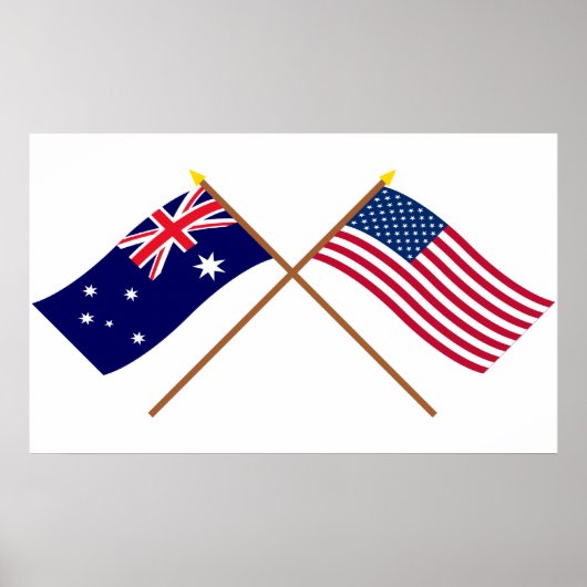 Australische en Amerikaanse gespleten vlaggen Poster (Voorkant)
