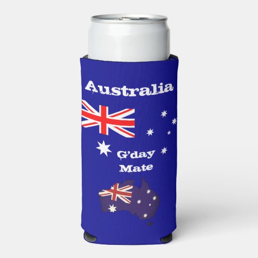 Australische en G-day Mate Coler / Australische vl Seltzer Blikjeskoeler (Seltzer Voorkant)