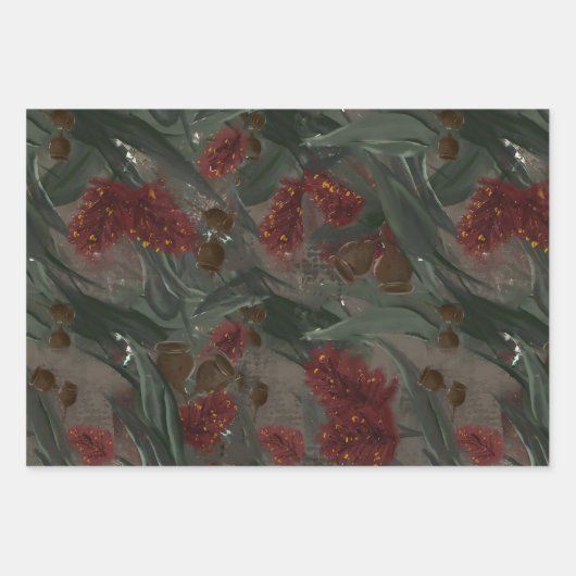 Australische eucalyptus flesborstel bloemig inpakpapier vel (Voorkant 3)