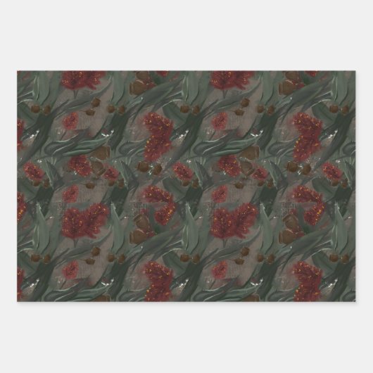 Australische eucalyptus flesborstel bloemig inpakpapier vel (Voorkant)