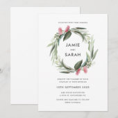 Australische eucalyptus krans bruiloft uitnodiging (Voorkant / Achterkant)