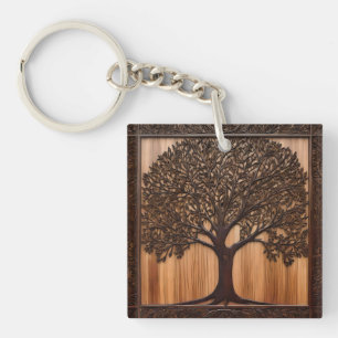 Australische Flora: De Wattle Tree Wood Print, Sleutelhanger