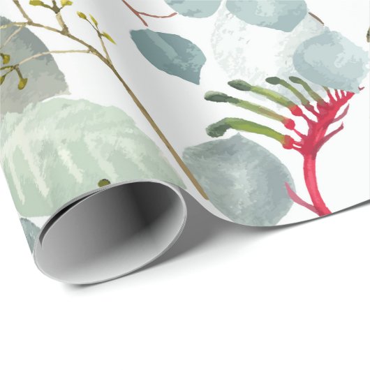 Australische flora Eucalyptus verlaat grote schaal Cadeaupapier (Rol Hoek)