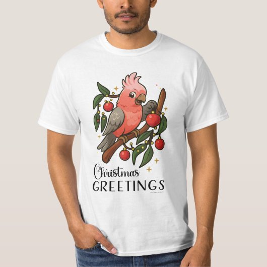 Australische Galah kerstgroet T-shirt (Voorkant)