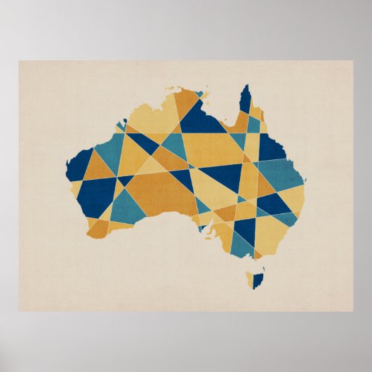 Australische geometrische Retrokaart Poster (Voorkant)