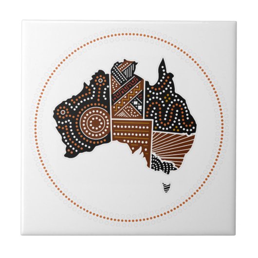 Australische gestippelde kaart tegeltje (Voorkant)