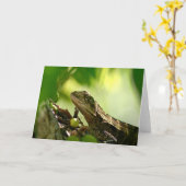 Australische hagedis tussen bladeren, fotografie kaart (Gele Bloem)