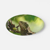 Australische hagedis verstopt tussen bladeren, 7" papieren bordje (Gekanteld)