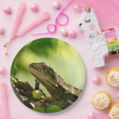 Australische hagedis verstopt tussen bladeren, 9" papieren bordje (Feest)