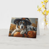 Australische Heks Halloween Kaart (Gele Bloem)