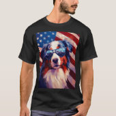 Australische herder 4th van juli Amerikaanse vlag T-shirt (Voorkant)