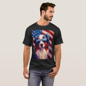 Australische herder 4th van juli Amerikaanse vlag T-shirt (Voorkant volledig)