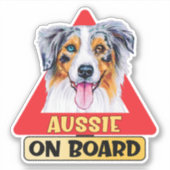 Australische herder aan boord hond rood verkeersbo sticker (Voorkant)