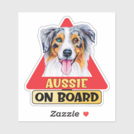 Australische herder aan boord hond rood verkeersbo sticker