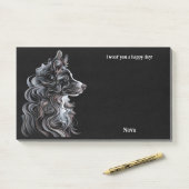 Australische herder Abstract Art Dog Naam Post-it® Notes (Op bureau)