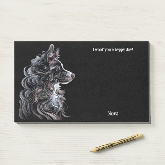 Australische herder Abstract Art Dog Naam Post-it® Notes (Op bureau)