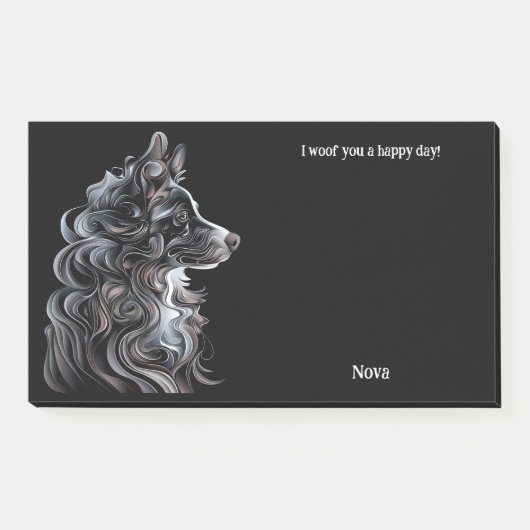 Australische herder Abstract Art Dog Naam Post-it® Notes (Voorkant)
