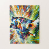 Australische Herder: Acryl Blauwe Merle Aussie Legpuzzel (Verticaal)