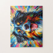 Australische Herder: Acryl Driekleurige Aussie Legpuzzel (Verticaal)