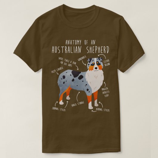 Australische herder Anatomie 1 T-shirt (Design voorkant)