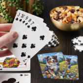 Australische Herder Berg Wilde Bloem Pokerkaarten (Insitu)