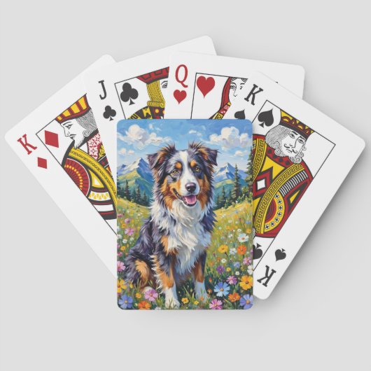 Australische Herder Berg Wilde Bloem Pokerkaarten (Achterkant)