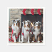 Australische Herder bij de Haard Kerstmis Servet (Voorkant)