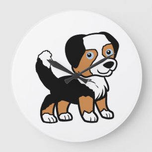 Australische Herder Black Tri Cartoon Met Staart Grote Klok