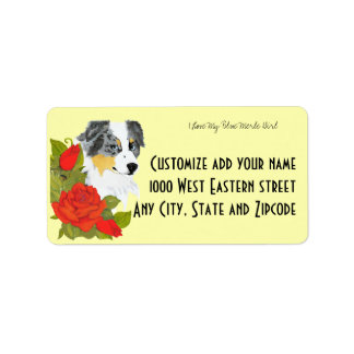Australische herder blauw merle meisje adres label