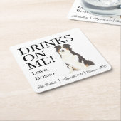 Australische herder bruiloft kartonnen onderzetters (Schuin)