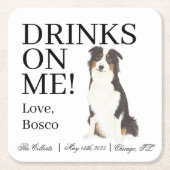 Australische herder bruiloft kartonnen onderzetters (Voorkant)