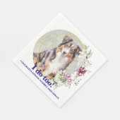 Australische herder bruiloft servetten met foto (Hoek)