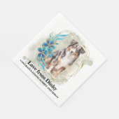 Australische herder bruiloft servetten met foto (Hoek)