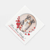 Australische herder bruiloft servetten met foto (Hoek)