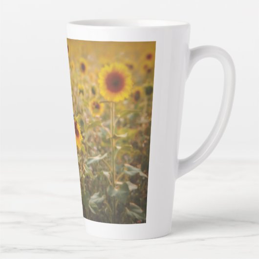 Australische herder en zonnebloemen latte mok (Rechts)