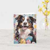 Australische herder gelukkig Pasen Kaart (Gele Bloem)