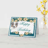 Australische Herder - Gelukkige Verjaardag Kaart (Gele Bloem)