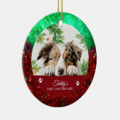 Australische herder gepersonaliseerde kerst keramisch ornament (Rechts)