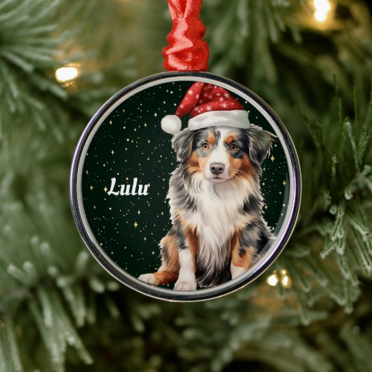 Australische herder gepersonaliseerde kerst metalen ornament (Boom)