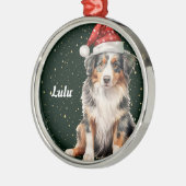 Australische herder gepersonaliseerde kerst metalen ornament (Links)