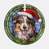 Australische Herder Glas in Lood Kerstmis Ornament (Achterkant)