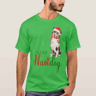 Australische Herder Grappige Kerstmis Vlooien Navi T-shirt