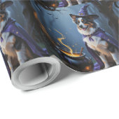 Australische herder grillige Halloween schilderij Cadeaupapier (Rol Hoek)