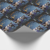 Australische herder grillige Halloween schilderij Cadeaupapier (Hoek)