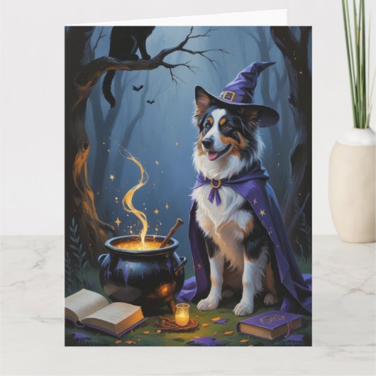 Australische herder grillige Halloween schilderij Kaart (Voorkant)