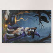 Australische herder grillige Halloween schilderij Legpuzzel (Horizontaal)