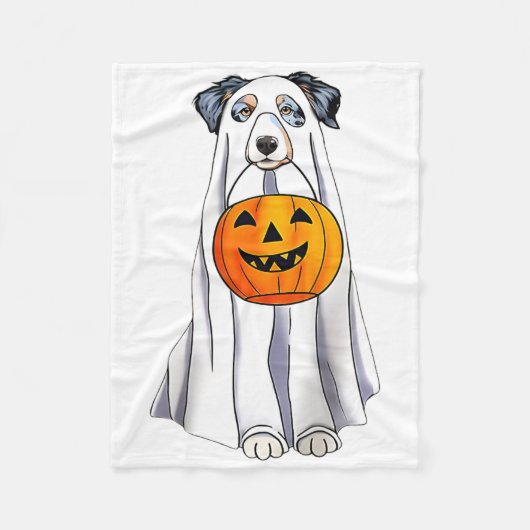 Australische herder Halloween grappige geest kostu Fleece Deken (Voorkant)