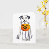 Australische herder Halloween grappige geest kostu Kaart (Gele Bloem)