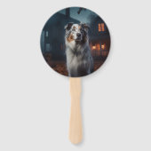 Australische Herder Halloween Griezelen Handwaaier (Voorkant)